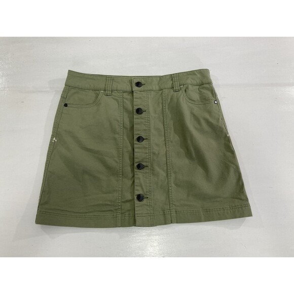 Stio Skirt Women’s 10 Green Ralston Canvas Mini Button Front Casual Outdoor - Picture 2 of 7